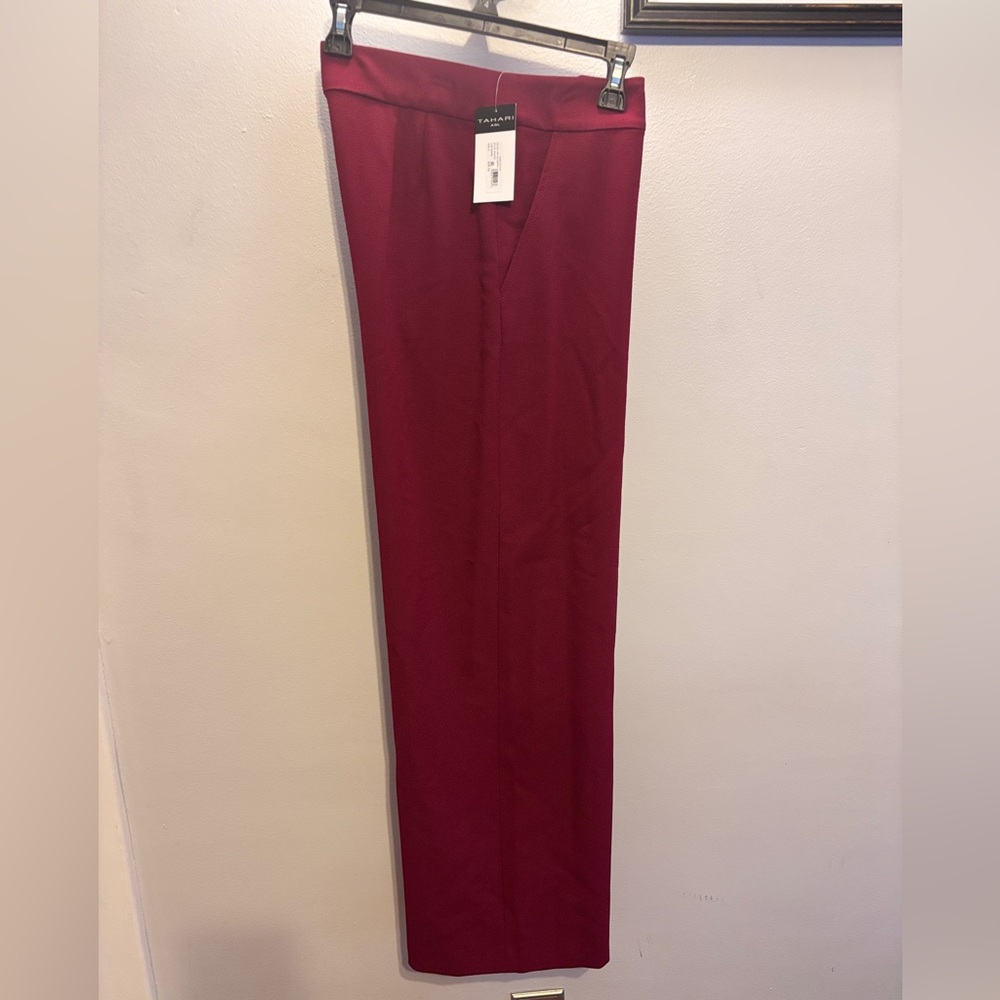 Tahari Burgundy Wide Leg Pants